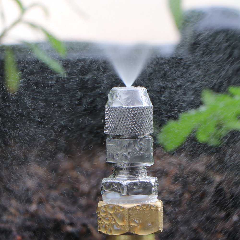 0,8–1,8 mm Nebeldüsen, verstellbares Zerstäubungssprüihr mit 1/4 Zoll 1/2 Zoll Edelstahl-Adapter, Gartenbewässerung, Kühlung, Bewässerung