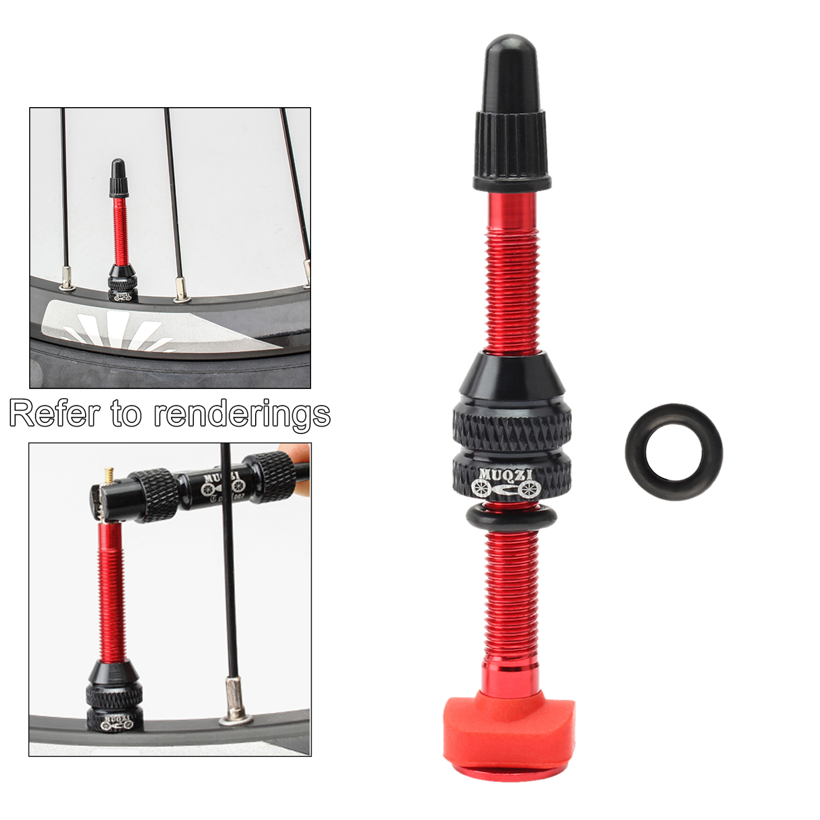 Bicycle 40/60mm Presta Valve for Road MTB Bicycle Tubeless Tires Brass Core Alloy Stem: Red 60mm