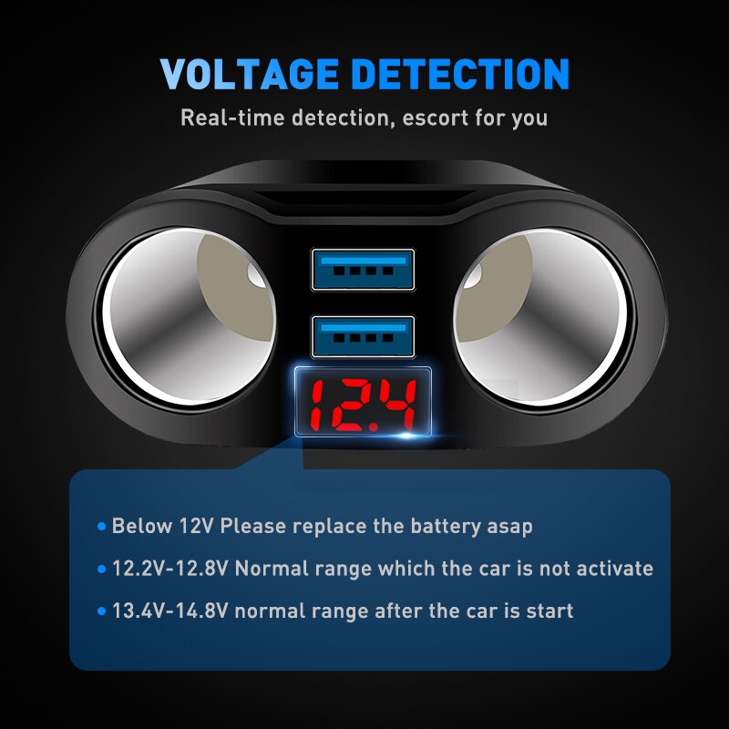 3.1A Dubbele Sigarettenaansteker Splitter Dual Usb Socket Oplader Voor 12 V-24 V Auto Suv Truck Off -Road Voertuig En Minivan