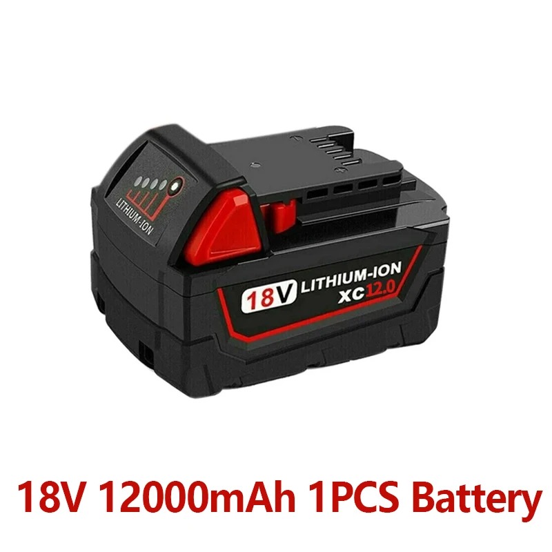 Batterie au Lithium 18V batterie Rechargeable originale 12Ah pour outil électrique Milwaukee M18 XC M18B2 M18B4 M18B5 Batteries avec chargeur: Orange