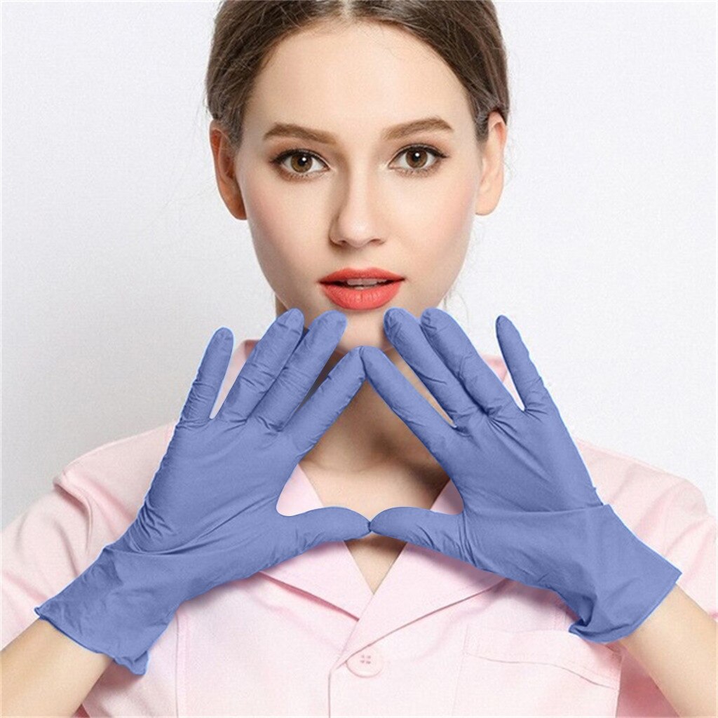 Gloves Disposable Rubber Comfort Gloves 100pcs Protection Home kitchen garden catering supplies gant jetables: Blue / 100pcs-S