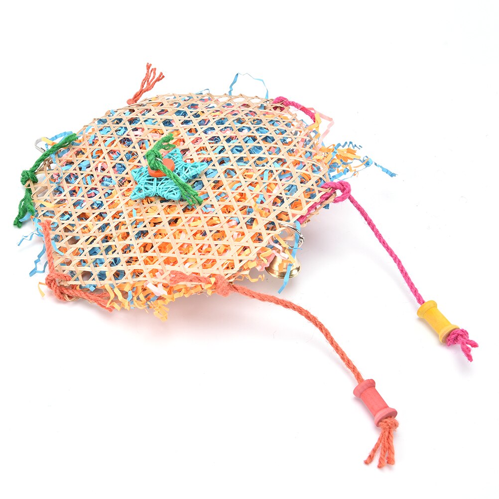 Peck Chewing Parrot Toys Cage Access Cage HangingToy bird swing cage toy foraging toys bites for parakeet Bamboo Weave rope