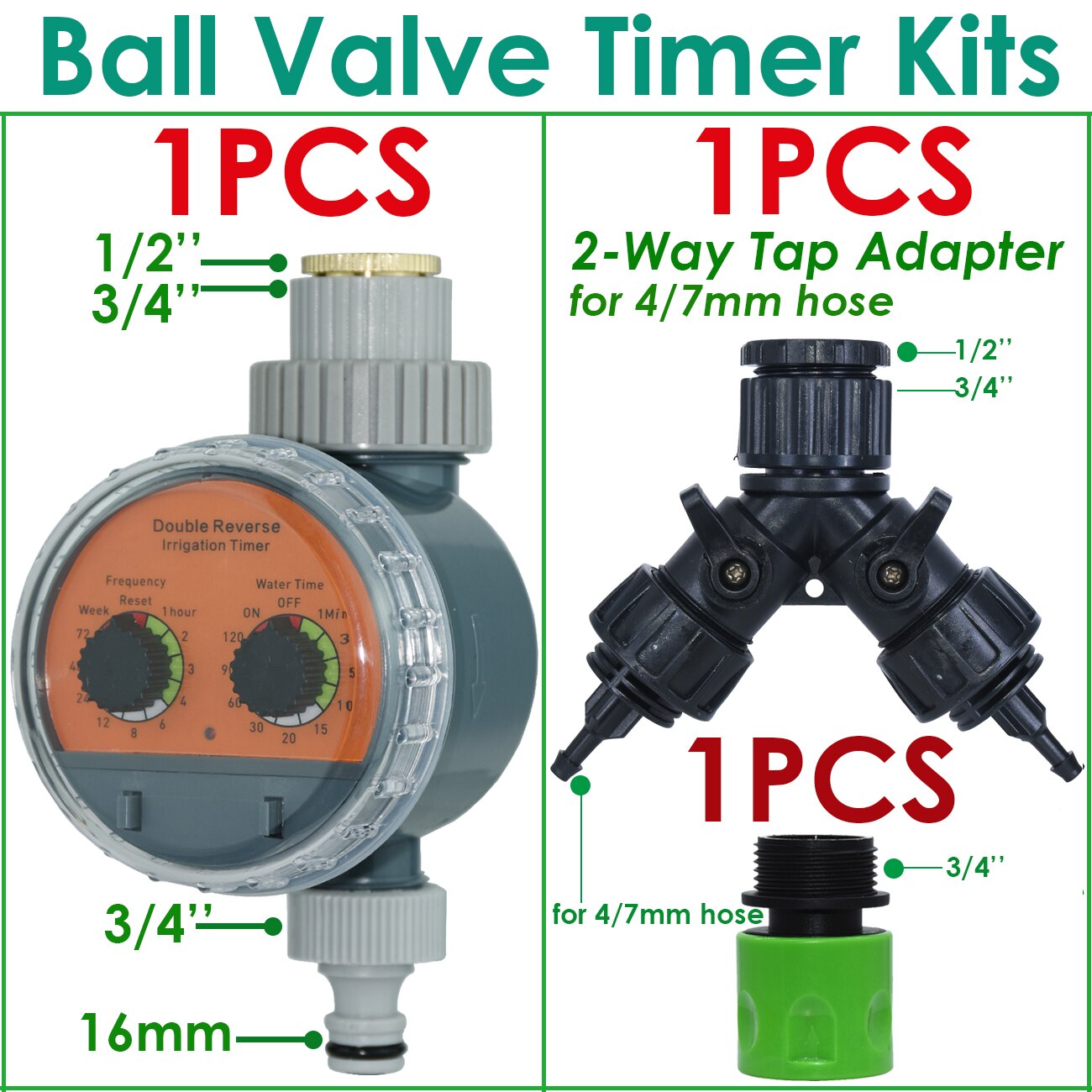 Garden Ball Valve Water Timer Double Dial Automatic Electronic Watering Timer Home Garden Irrigation Irrigator Controller System: Navy Blue