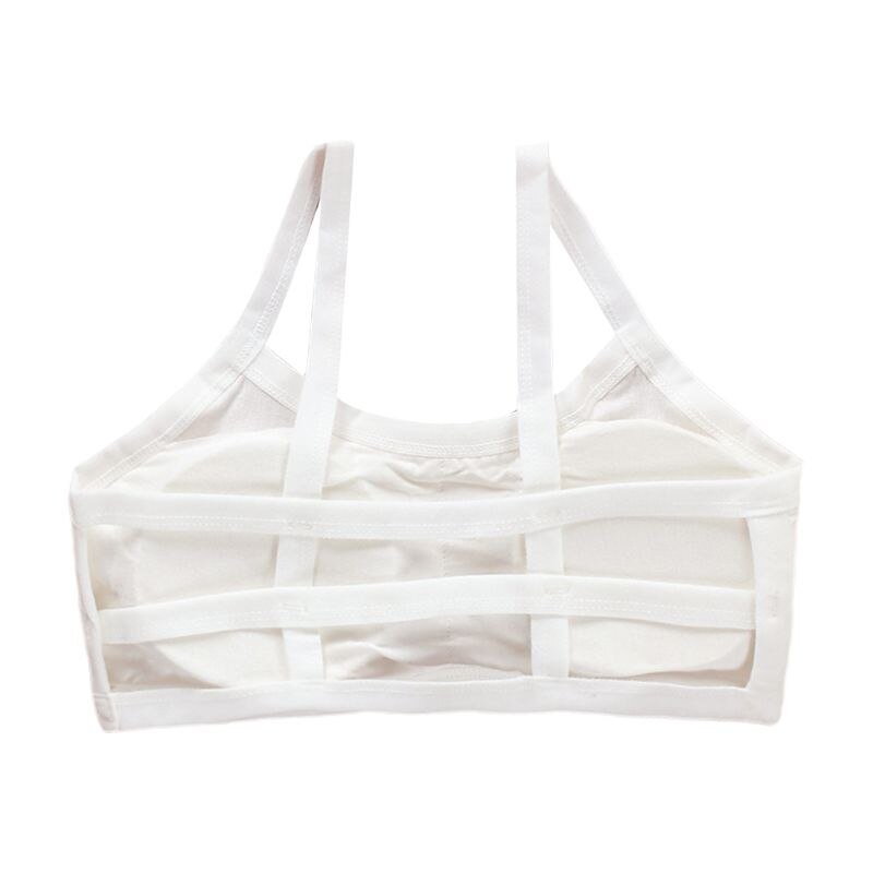 junior pubertet jenter spaghetti stropper bh undertøy hule ut ryggløse stropp bralette ensfarget trådløs polstret Vest: Hvit