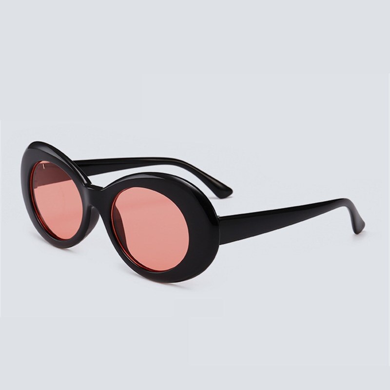 Yooske clout beskyttelsesbriller nirvana kurt cobain runde solbriller til kvinder mænd mærke briller retro solbriller  uv400 briller: Sort rød