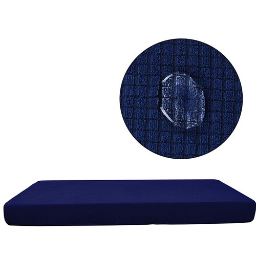 Niet waterdichte elastische bankhoes voor de woonkamer, waterdichte geruite bankhoes, strakke hoes voor thuis, effen kleur, hoes voor de bank: A-donkerblauw