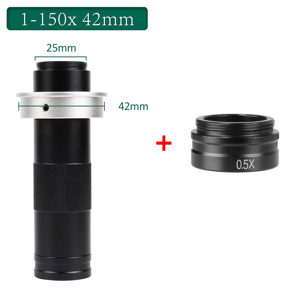 YIZHAN Magnification Adjustable 150X Zoom C Mount Lens With 0.5X Objective For HDMI USB Industrial Digital Microscope Camera: WHITE