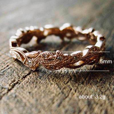 HUITAN Micro Paved Romantice Rose Gold Color Leaf Engagement Ring For Women Luxury Infinite Cute Circle Ring Cirrus