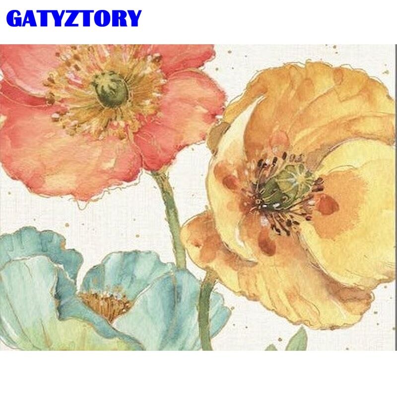 GATYZTORY obrazy olejne według liczb dla dorosłych dzieci pomarańczowy kwiat obraz według numeru ręcznie 40x50cm rama Dom dekoracje ścienne