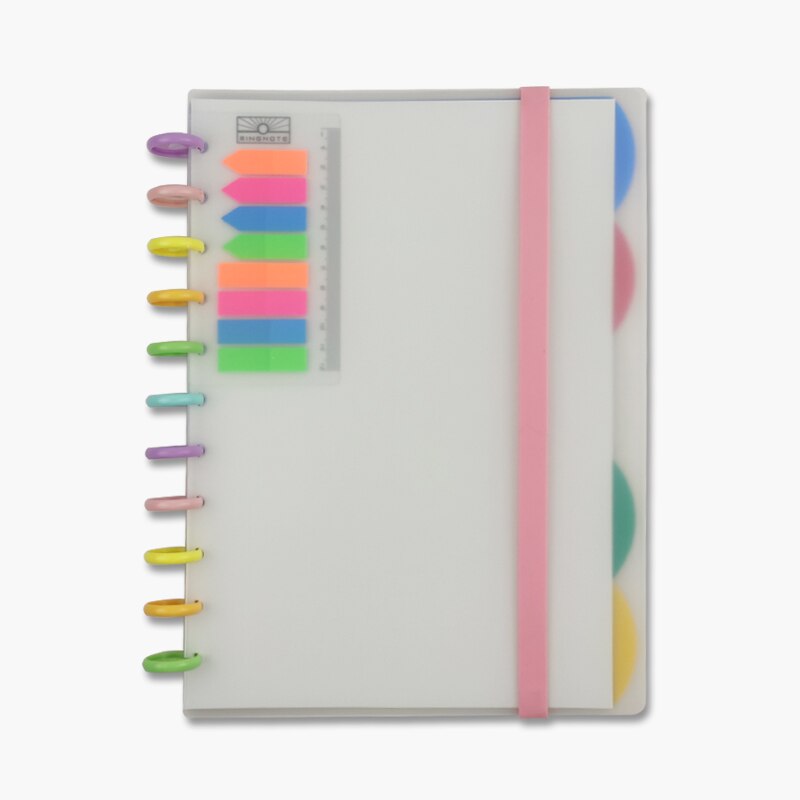 DIY A4 Mushroom Hole Loose-Leaf Notebook Planner Organizer Binder Binding Journal Diary Ring Binder Notepad Set Office Supplies: Transparent-A4