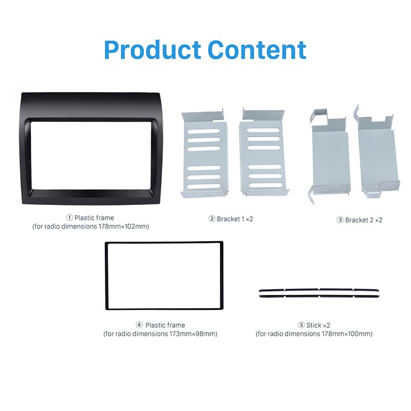 ACV Double DIN Radio Panel Fascia – For Fiat Ducato 250 (from 06/2006) – Piano Black