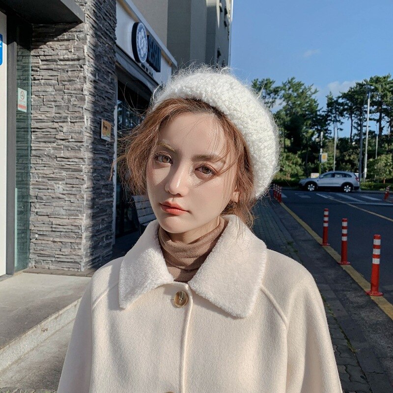 Netz promi baskenmütze Dame retro Britischen Winter kaninchen haar knospe Hütte frauen hüte