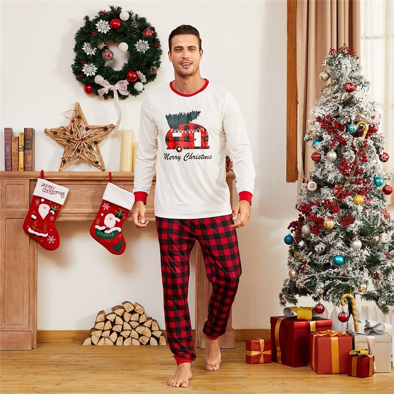 Familie jul pyjamas jule familie matchende pyjamas sæt tøj mor datter far børn baby nattøj nattøj