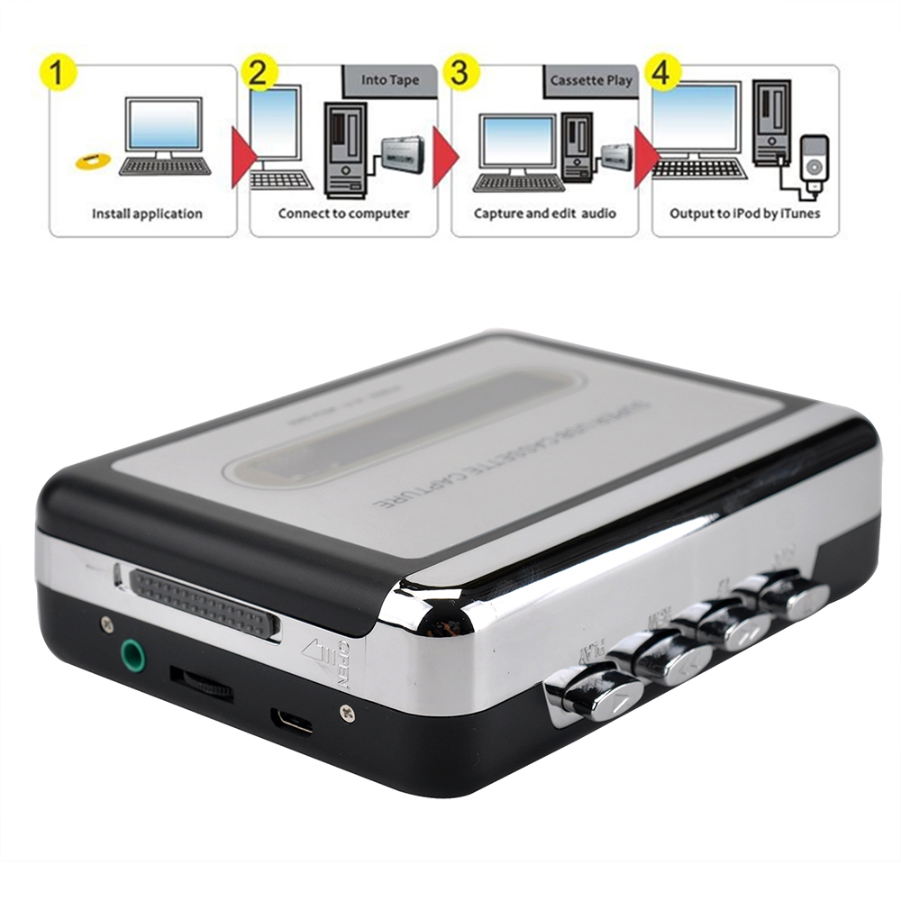 Cassette Player Cassette to MP3 Converter Tape Cassette on tape to PC Laptop Via USB Capture Audio Music Player Convert