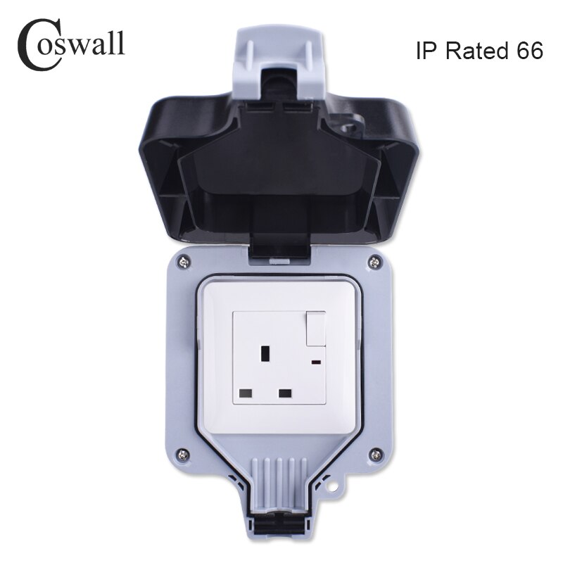 Coswall IP66 Weerbestendig Waterdicht Anti-Uv Outdoor Doos Stopcontact 13A Universele/Uk Geschakeld Stopcontact Met Usb-poort Opladen: BOX With Socket F