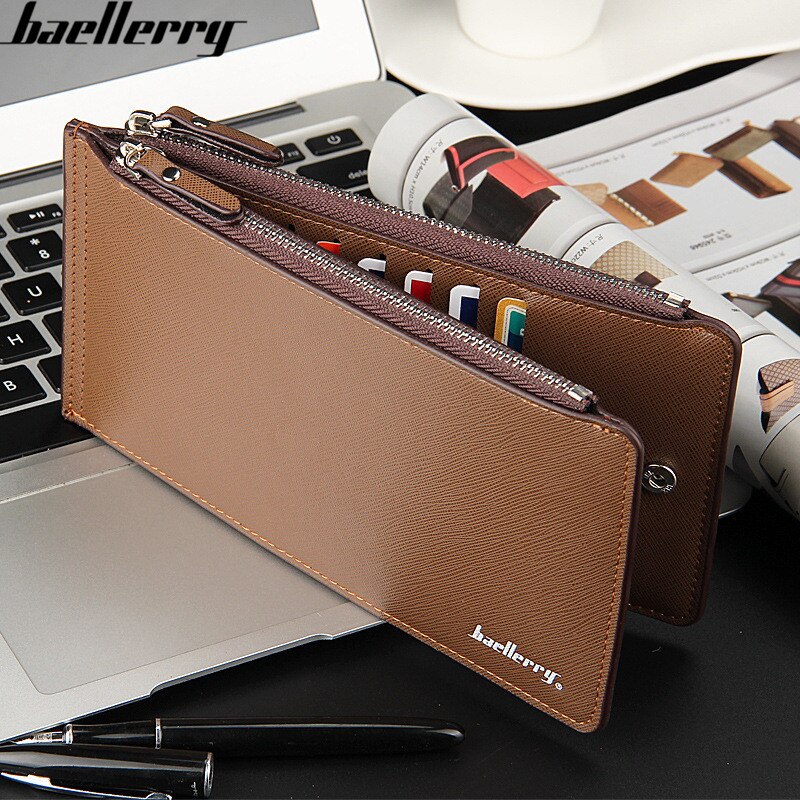 Baellerry décontracté Long Hommes Portefeuilles En Cuir Sac À Main support photo carte Mâle Embrayage À Glissière Grande Capacité Portefeuille Carteiras