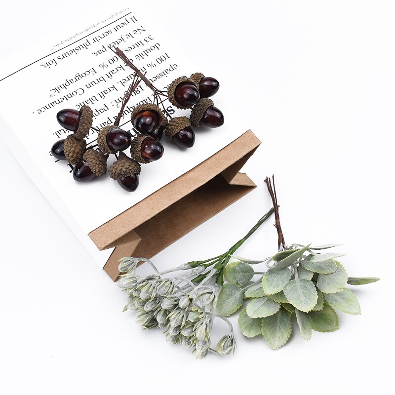 Plantas artificiales decorativas, coronas de flores, jarrones para decoración del hogar, álbum de recortes de Navidad, caja de de bricolaje, flor de plástico, 6 piezas