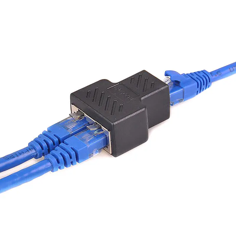 Durable 1 To 2 Ways RJ45 Ethernet LAN Network Splitter Double Adapter Ports for PC Hardware Connection