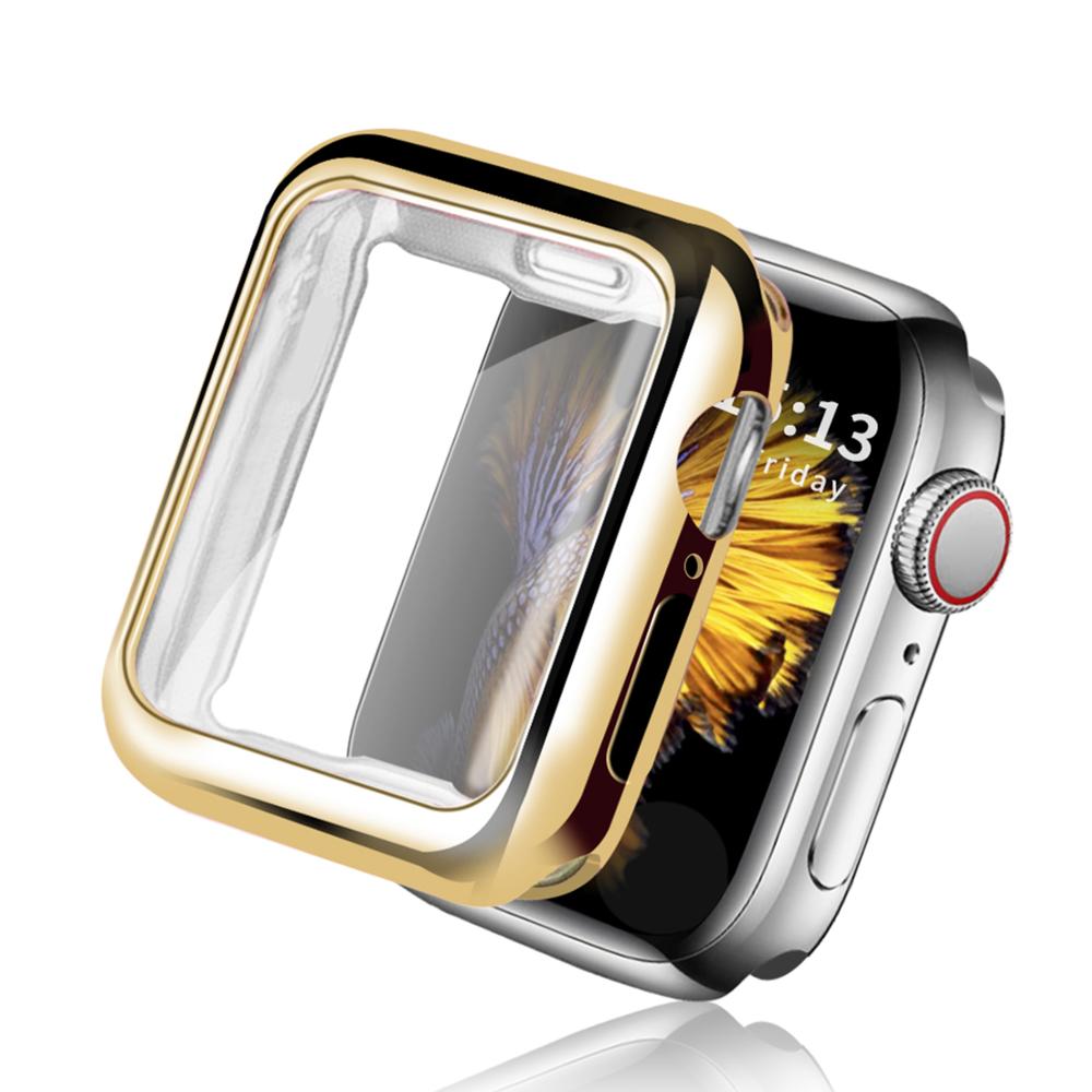 360 slankt urcover til apple watch case serie 5 4 3 2 1 42mm 38mm blød klar tpu skærmbeskytter til iwatch 44mm 40mm: Guld / Serie 123 38mm