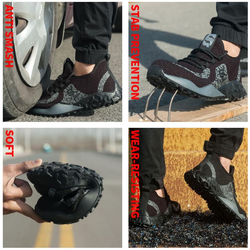 Safety Shoes Men Anti-smash Stab-resistant Ryder Shoes Immortal Indestructible Work Shoes With Steel Toe Breathable Sneakers