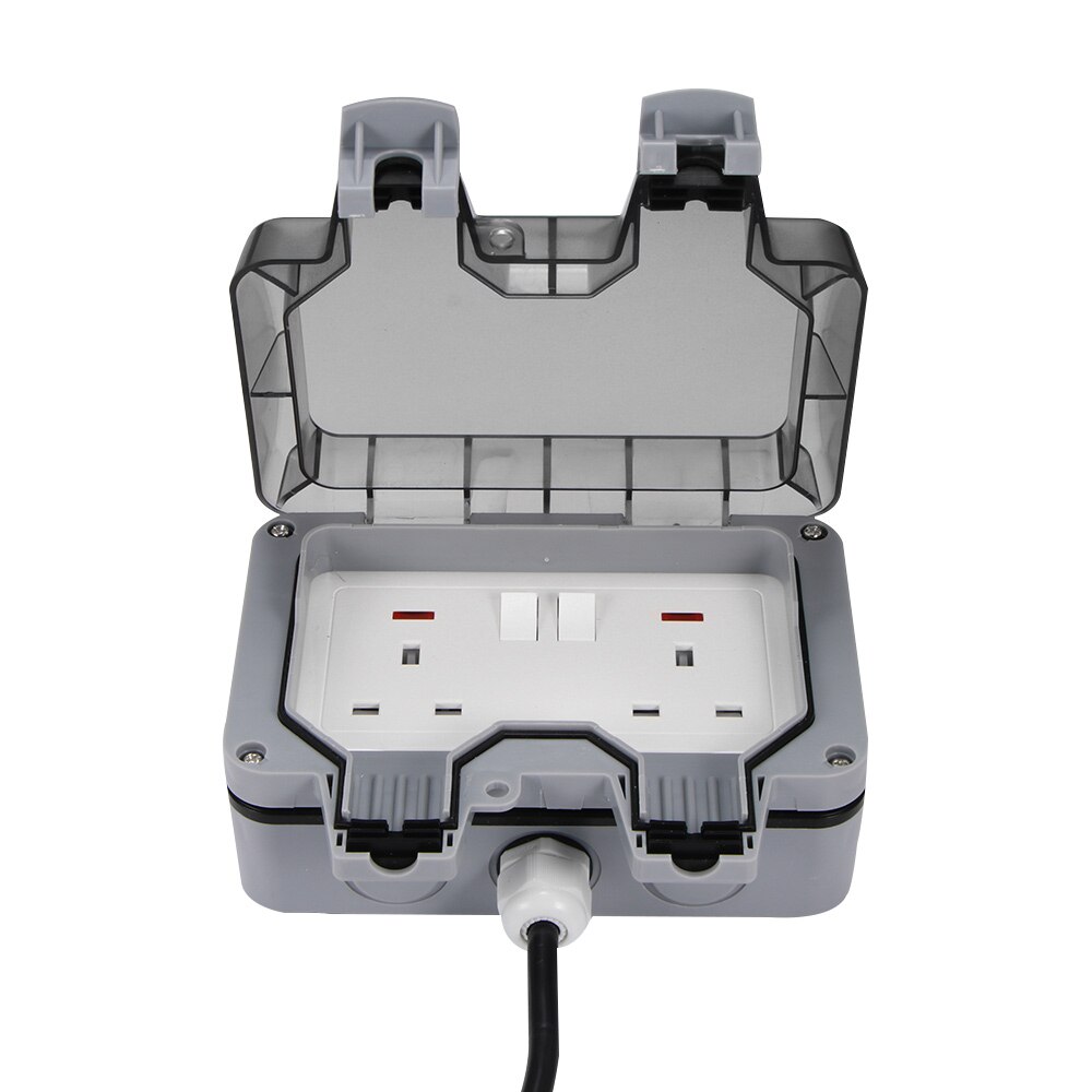 IP66 Waterproof Weatherproof Outdoor Wall Power Socket 16A Double EU Standard Electrical Outlet Grounded AC 220-250V For Garden