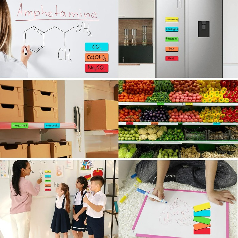 Magnetic Label Stickers Reusable Home Fridge Sticker Dry Erase Magnet Labels Office School Whiteboard Display Stickers
