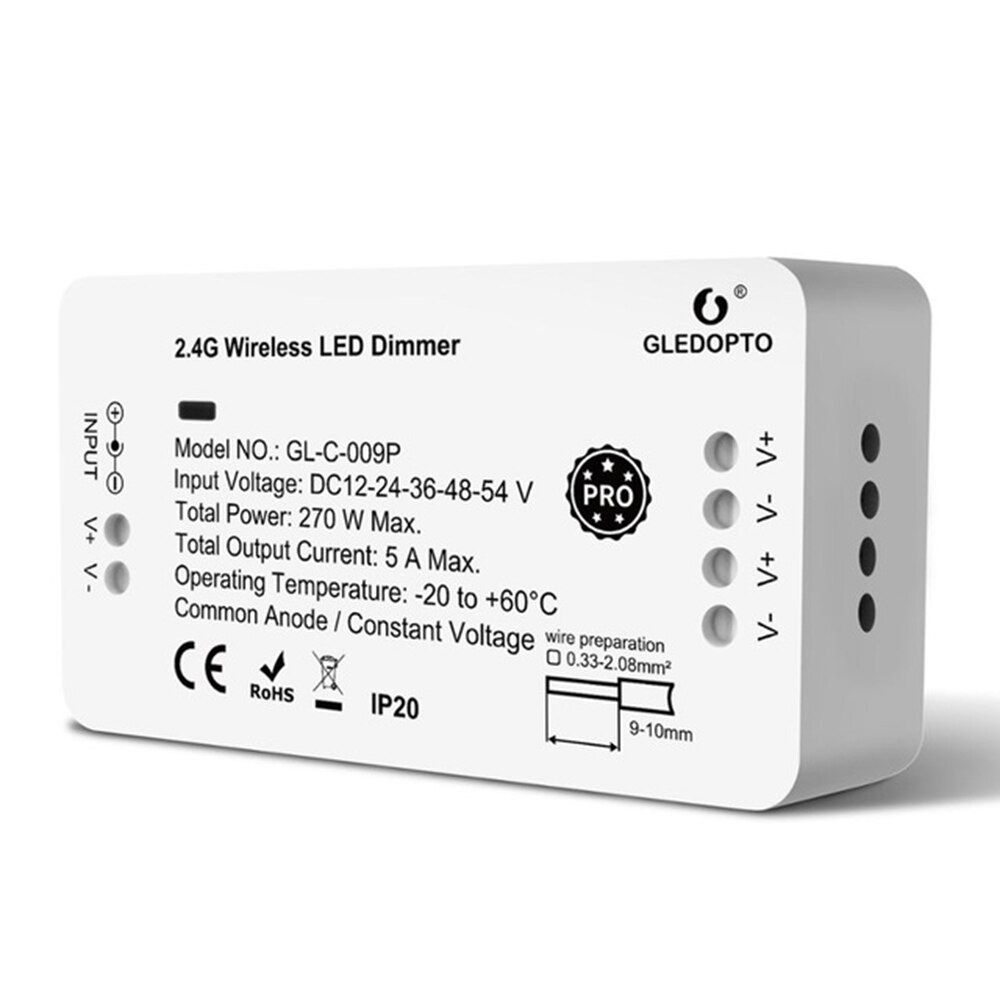 GLEDOPTO Zigbee Smart RGBCCT LED Controller Dimmer Pro Echo Plus Zigbee 3,0 Gateway Fernbedienung 24V 12V WW/CW RGBW Controller: Dimmer Pro