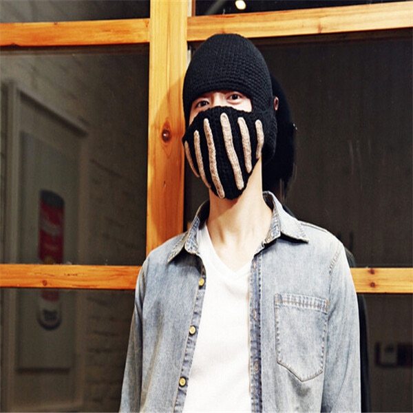 Roman Knight Helmet Caps Winter Warm Hats For Family Novelty Handmade Knit Hats Father Kids Beanies Cap Party Mask