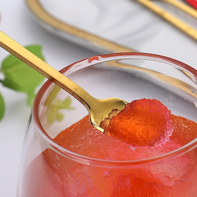 Cucharas cuadradas de acero inoxidable para agitar café, Mini cuchara de postre y helado, vajilla de cocina, mango largo, , 1 ud.