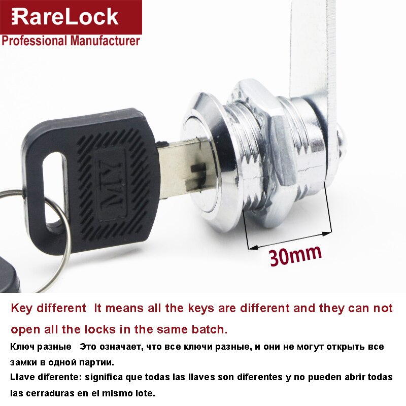 4 Size Lade Cam Slot Met 2 Sleutels Voor Mailbox Archiefkast Gereedschapskist Locker Meubilair Hardware Rarelock Een: Key Different 30mm