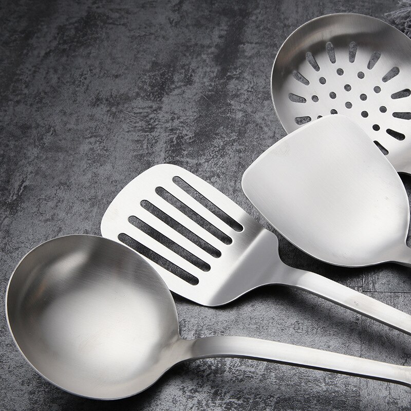 4-Piece Stainless Steel Cooking Tools Set, Nonstick Kitchen Utensils Set - Turner Soup Ladle Strainer