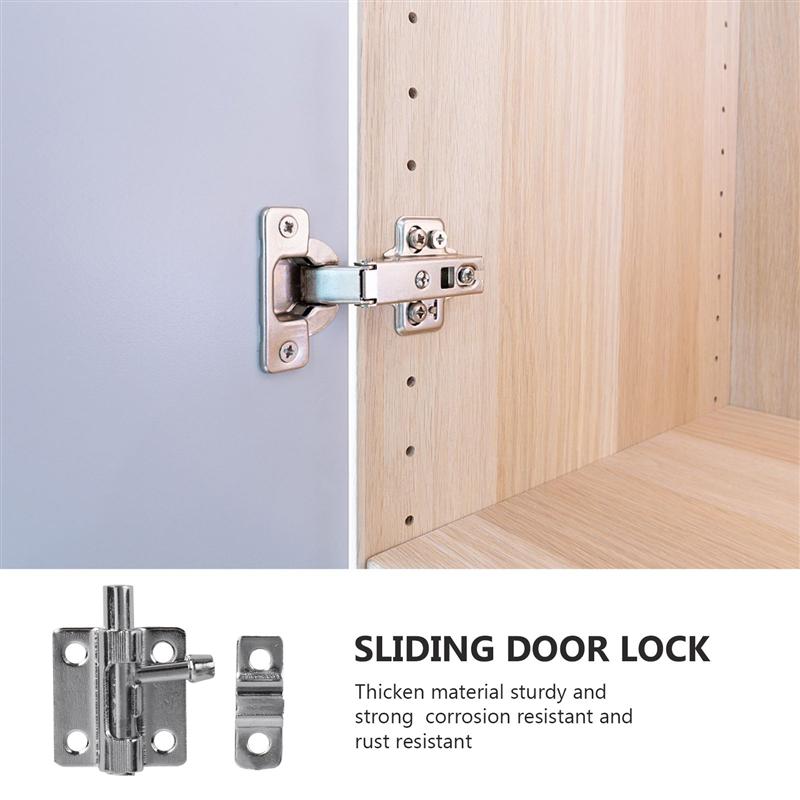 3Pcs Sliding Door Lock Safety Latches Iron Door Latch Anti-Theft Slide Lock Bolt Bathroom Door Lock Home Furniture Door Atches