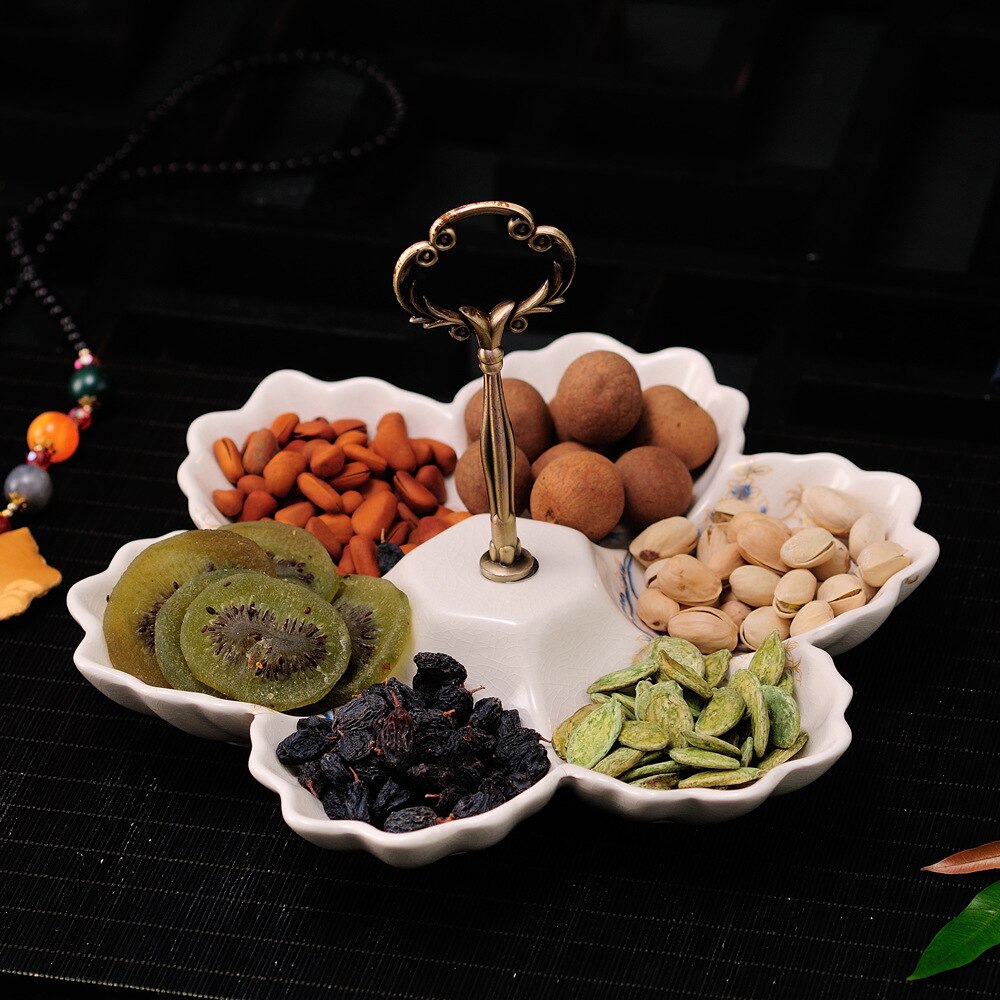 6 grilles en céramique Dessert assiette monocouche hexagonale gâteau assiette fête mariage fruits après-midi thé fruits secs plateaux de stockage