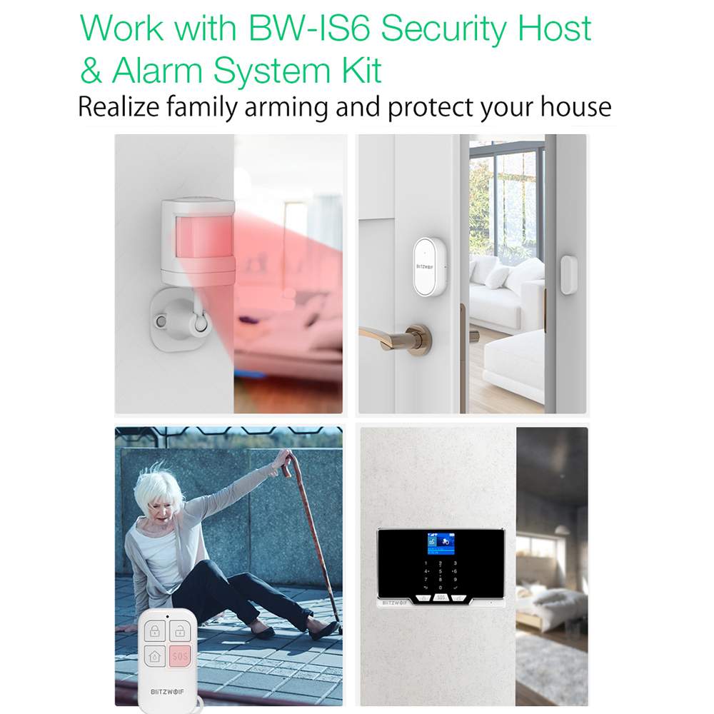 Blitzwolf BW-IS6 433 Mhz Smart Home Alarm Draadloze Arm Ontwapenen Real-Time Alarm Push App Afstandsbediening Pir Motion sensor Detector