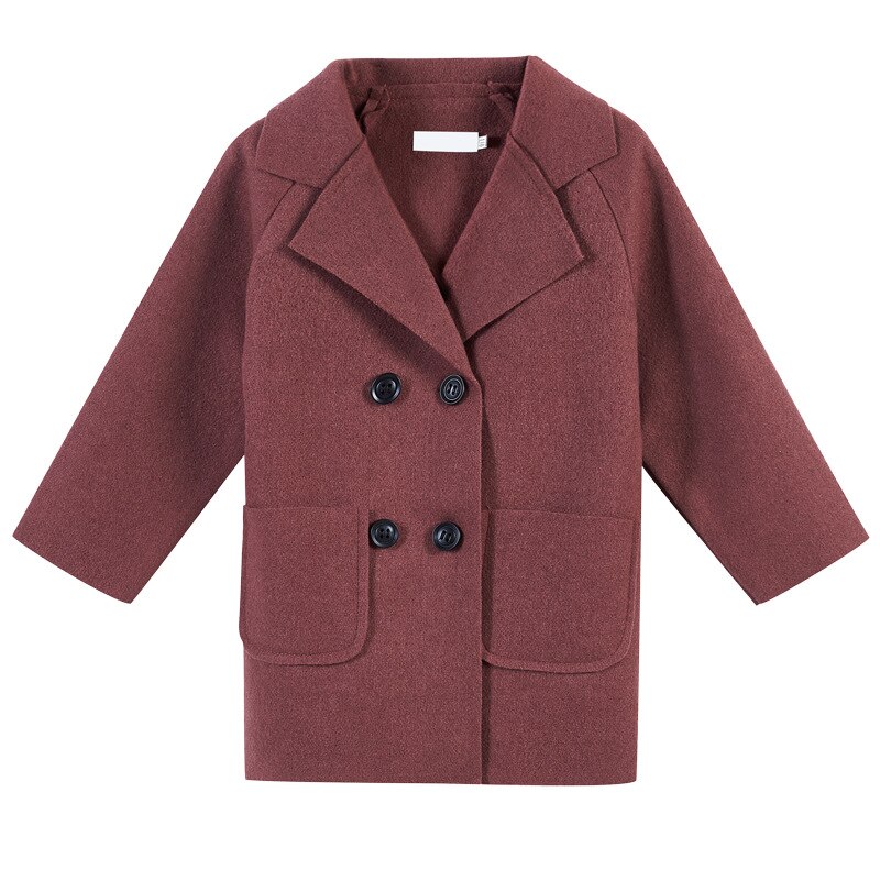 Casacos de inverno meninos sólido duplo breasted menino trench coat lapela outono crianças outerwear casacos de lã casaco para meninos 5 6 8 10 12 anos