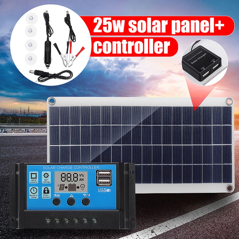 25w 12v Solar Panel Dual USB Output Solar Solar Panel For Car Yacht Battery Boat Charger Home System Kit Supplies