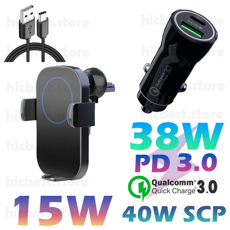 15W Qi Draadloze Oplader Auto Telefoon Houder Voor Samsung S21 S20 Ultra S10 S9 Inductie Oplader Auto Mount Voor iphone 12 11 Pro Max 8: 6