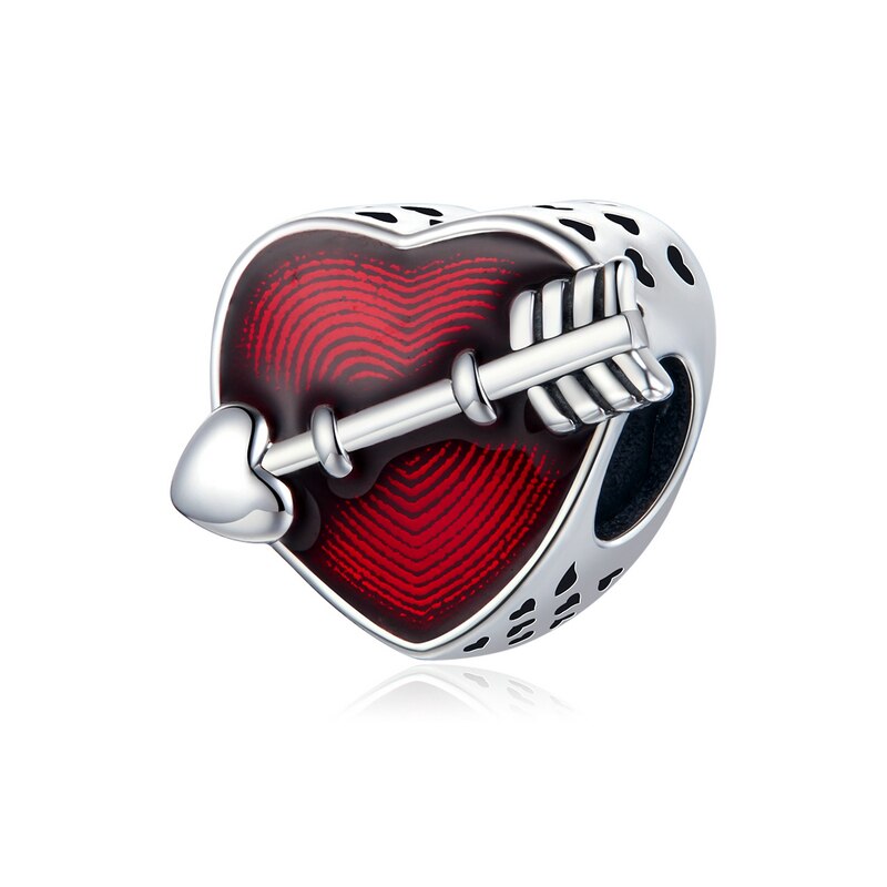 BAMOER 100% 925 Sterling Silver Love Heart ECG &amp; Red Enamel Beads fit Charm Bracelets for Women Jewelry SCC249: SCC480