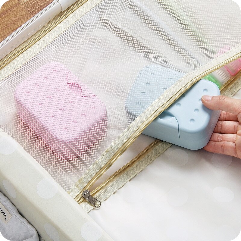 Reise bærbar såpeboks med lokk baderom forseglet vanntett støvtett såpeholderbeholder med absorberende såpeskål