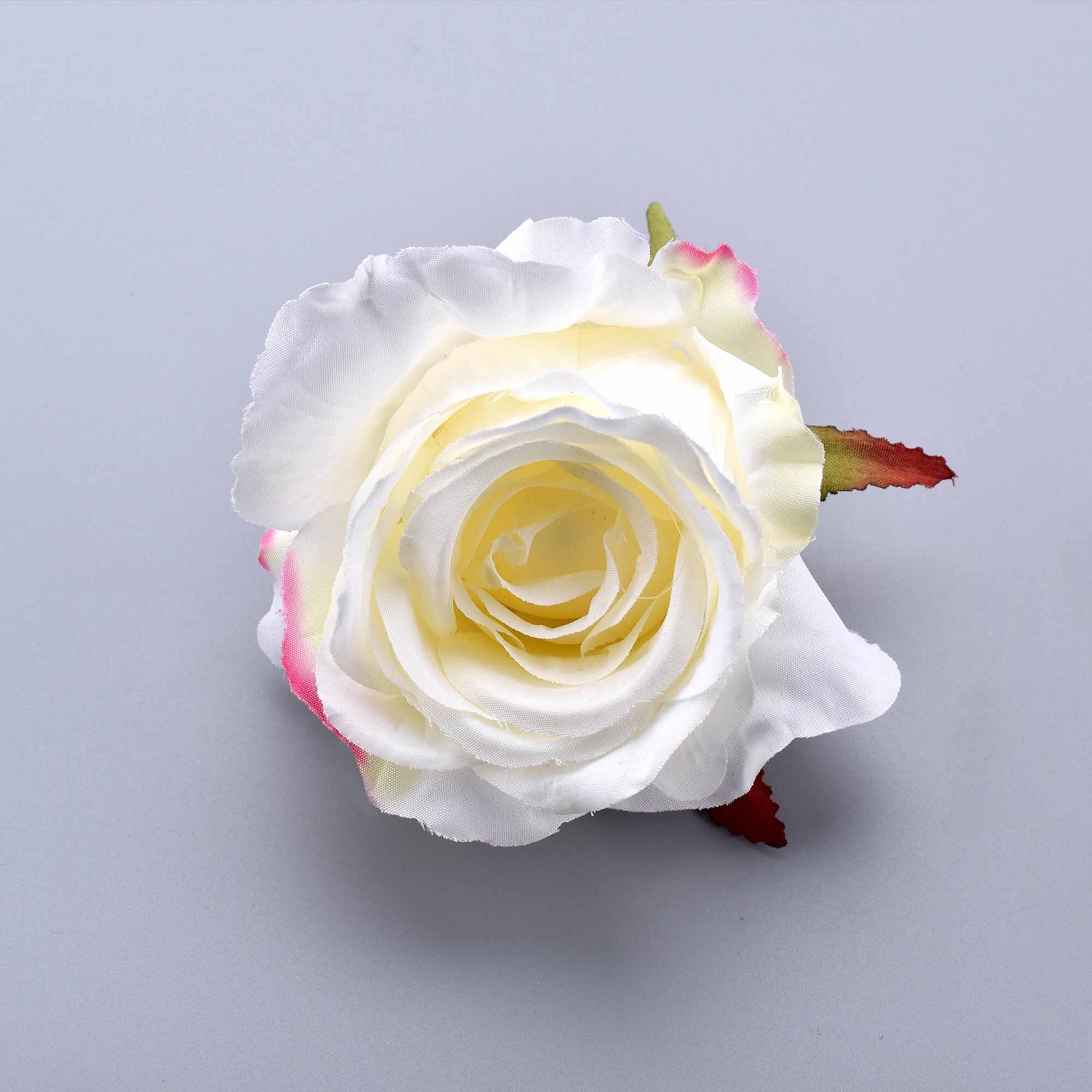 10 stk silkeblomstrende lyserøde hvide roser kunstigt blomsterhoved til bryllupsdekoration diy krans scrapbooking stor håndværksblomst