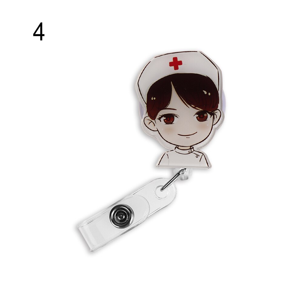 Mini Cute Cartoon Retractable Badge Reel Nurse Lanyards Student Nurse ID Name Card Badge Holder Clips School Office Supplies: 4