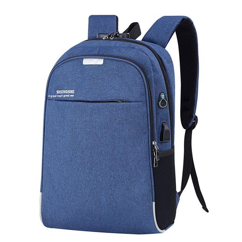 Scione Anti-Diefstal Tas Mannen Laptop Rugzak Rugzak Mannen Grote Capaciteit Business Usb College Student School Schoudertas: Blue