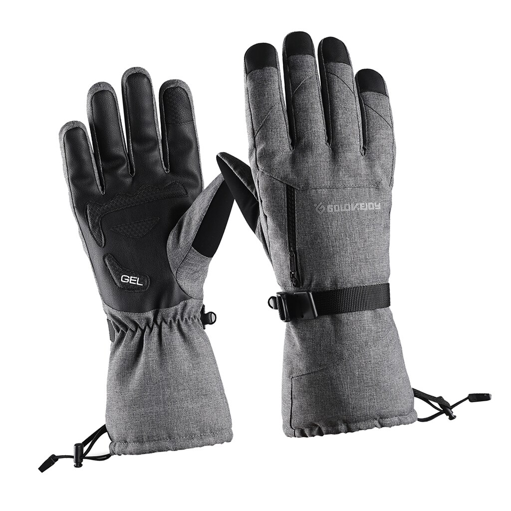 Imperméable à l'eau neige Ski gant coupe-vent chauffe-mains écran tactile fermeture éclair