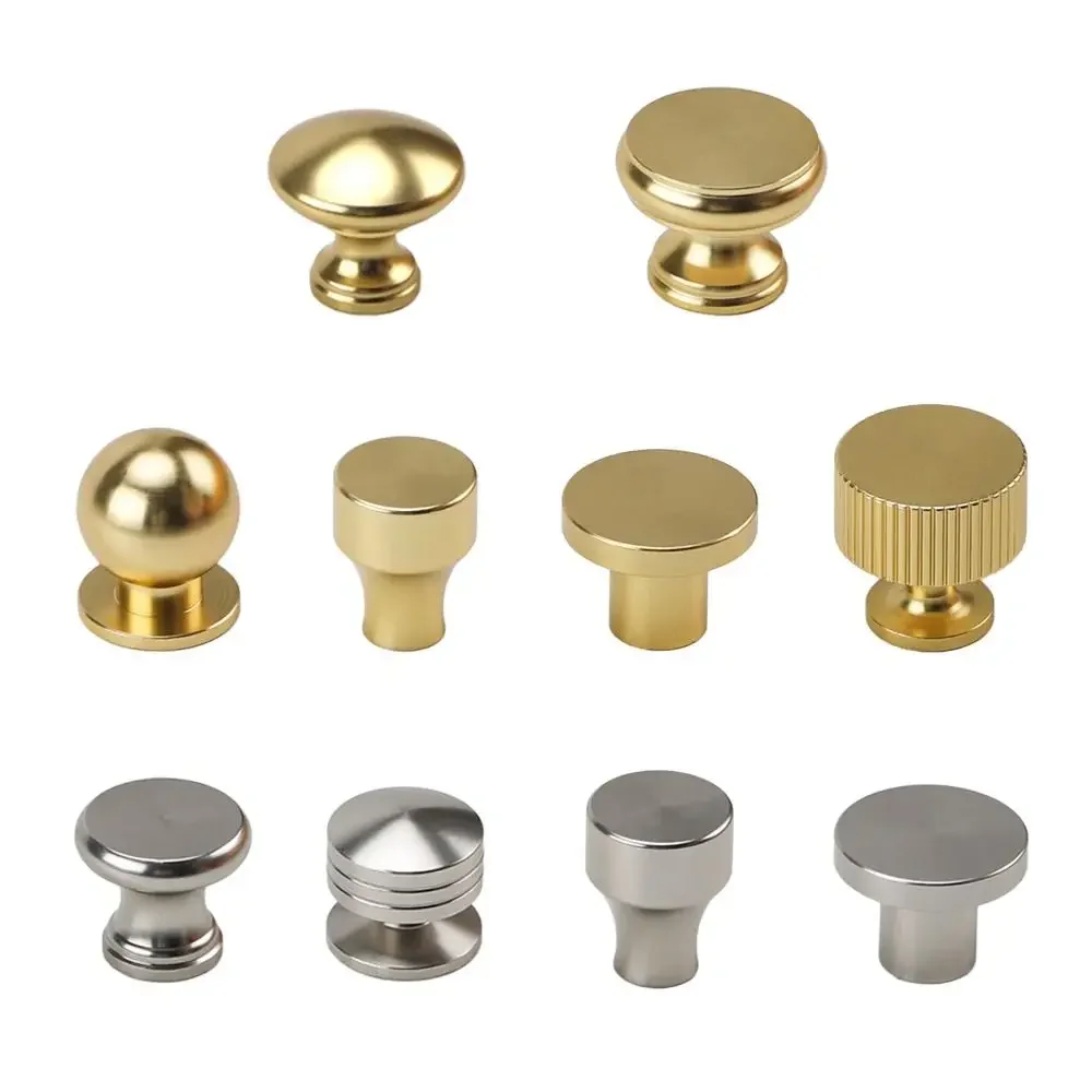 Simple Knurled Cabinet Drawer Knob Round Gold Door Handle Portable Single Hole Furniture Accessories for Home