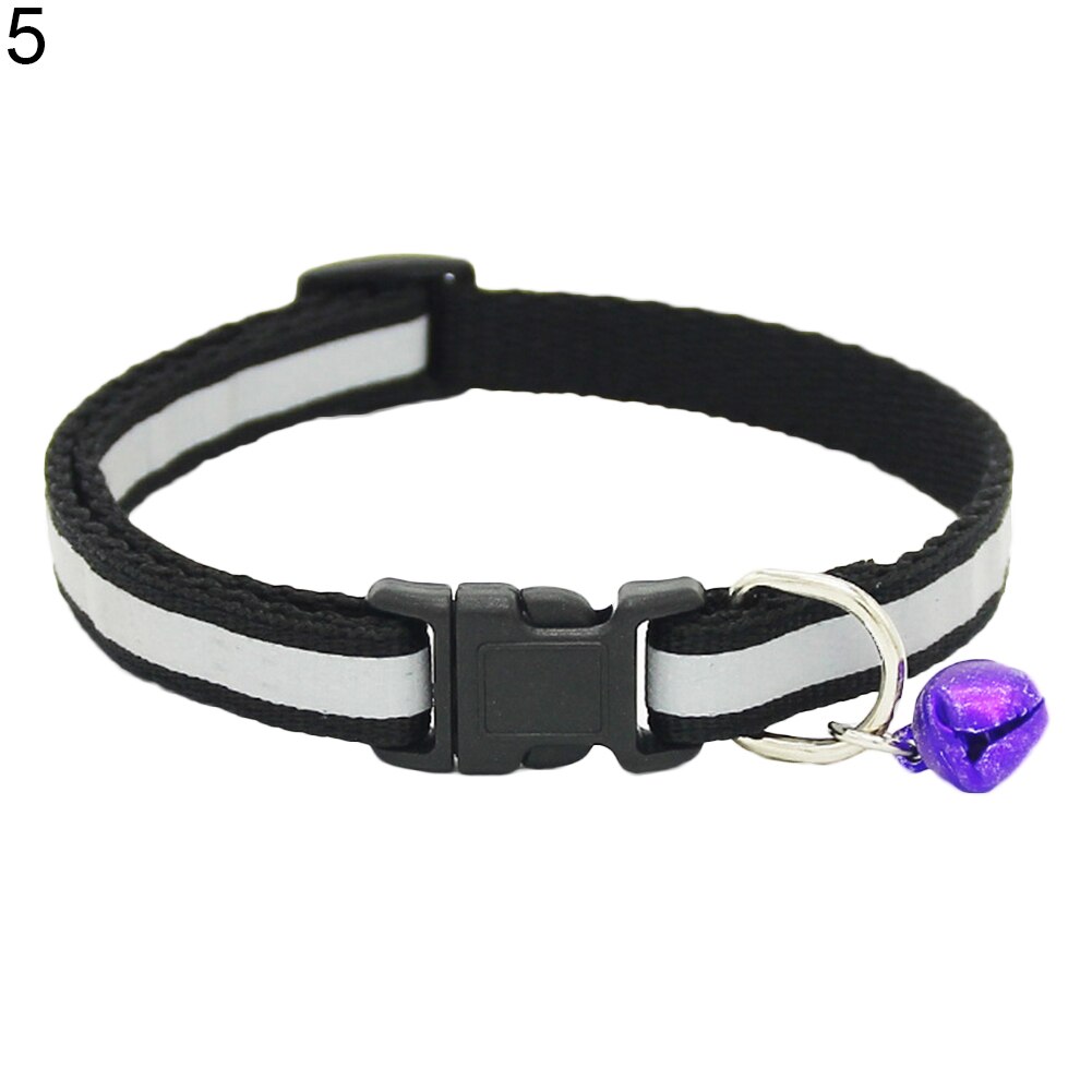1pc Verstelbare 1.0 Polyester Halsbanden, Reflecterende ketting Huisdier Halsbanden, Veiligheid Bell Kraag, Dierbenodigdheden: Black