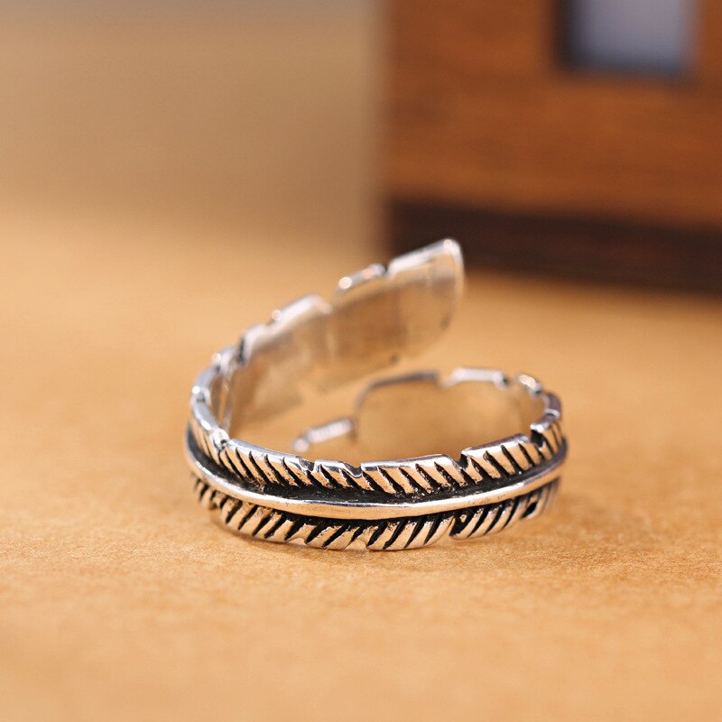 Luxe Creatieve Stijl Boho Veer Ringen Voor Vrouwen Verstelbare Ring Charm Sieraden