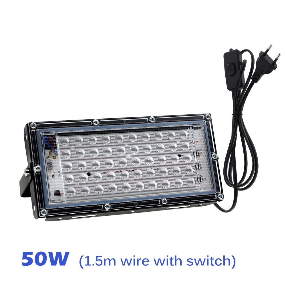 395nm 400nm ledet uv flomlys 220v vanntett ultravilet lampe 2835 brikker 50 lysdioder 96 lysdioder 50w 100w 150w med bryter: 50w med bryter