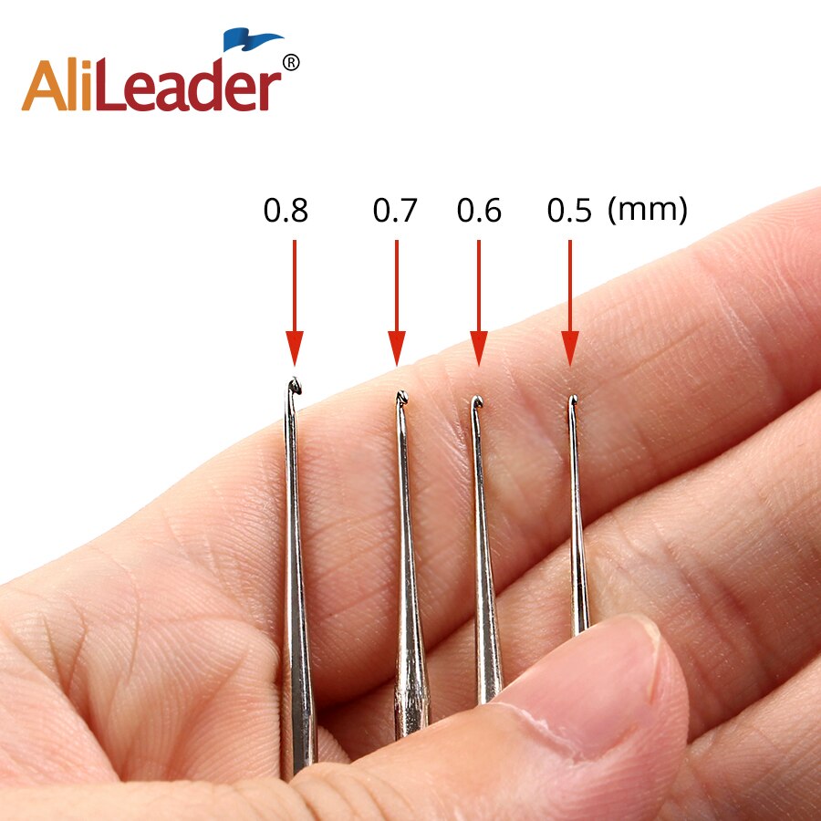 Alileader Haaknaald 0.5 &quot;0.6&quot; 0.7 &quot;0.8Mm Micro Haak Naalden Voor Pruik Maken Gereedschap Aluminium Haak-Naald Voor Haarverlenging Gereedschap