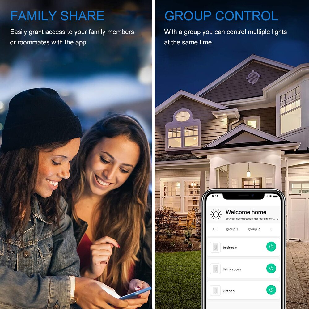 WiFi Smart Touch Wall Light Switch Needed Compatible with Alexa and Google Home Single Pole 110V 2 Gang 3 Way