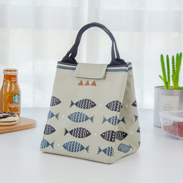 Functionele Patroon Cooler Lunchbox Draagbare Geïsoleerde Polyester Lunch Tas Thermische Voedsel Picknick Lunch Tassen Voor Vrouwen Kids: LIGHT GREY